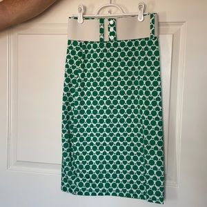 Green and white heart and polka dot pencil skirt